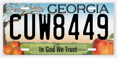 GA license plate CUW8449