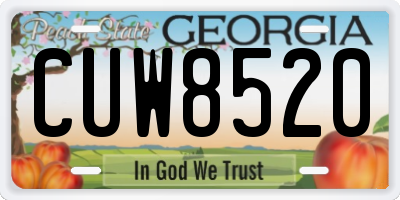 GA license plate CUW8520