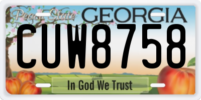 GA license plate CUW8758