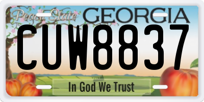 GA license plate CUW8837