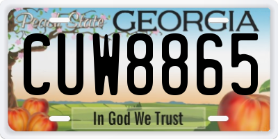 GA license plate CUW8865