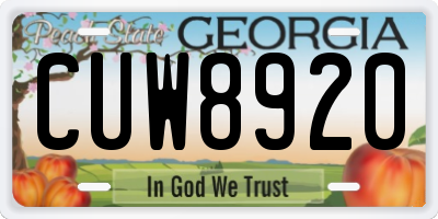GA license plate CUW8920
