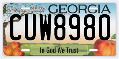 GA license plate CUW8980