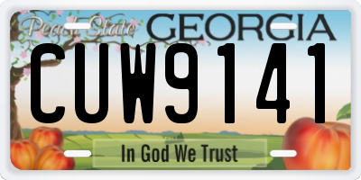 GA license plate CUW9141