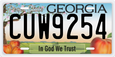 GA license plate CUW9254