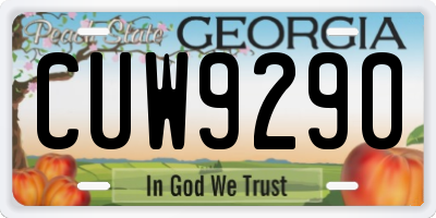 GA license plate CUW9290