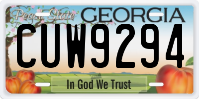 GA license plate CUW9294