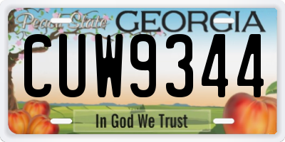 GA license plate CUW9344