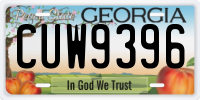 GA license plate CUW9396