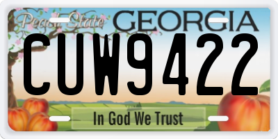 GA license plate CUW9422