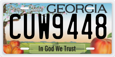 GA license plate CUW9448