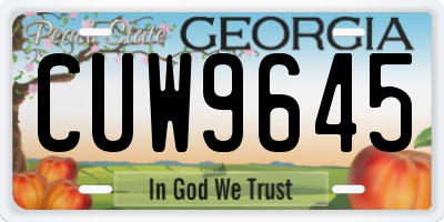 GA license plate CUW9645