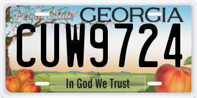 GA license plate CUW9724