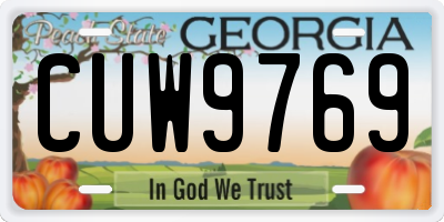 GA license plate CUW9769
