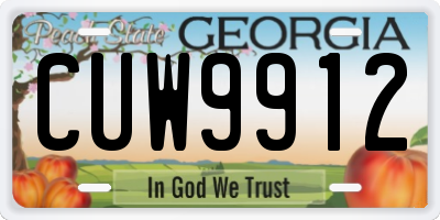 GA license plate CUW9912