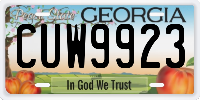 GA license plate CUW9923