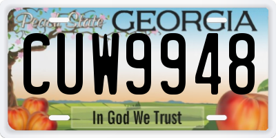 GA license plate CUW9948