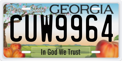 GA license plate CUW9964