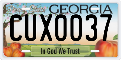 GA license plate CUX0037