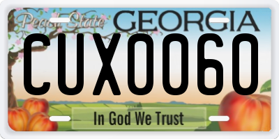 GA license plate CUX0060