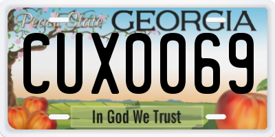 GA license plate CUX0069