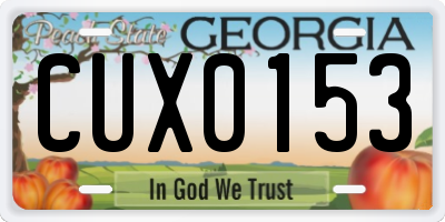 GA license plate CUX0153