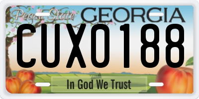 GA license plate CUX0188