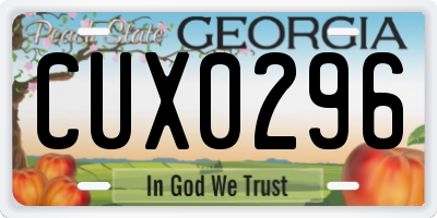 GA license plate CUX0296