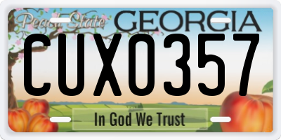 GA license plate CUX0357