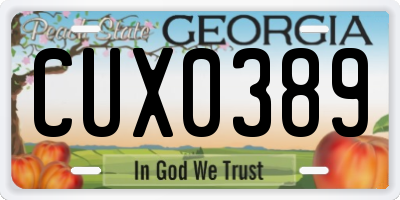 GA license plate CUX0389