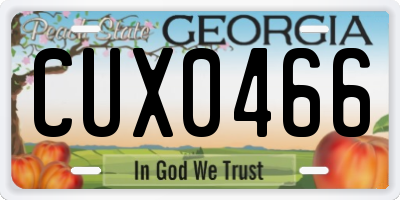 GA license plate CUX0466
