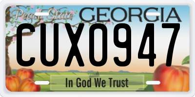 GA license plate CUX0947
