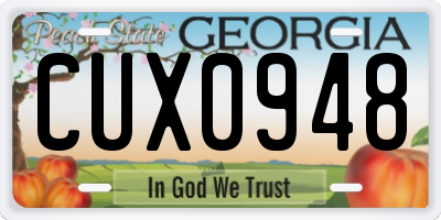 GA license plate CUX0948