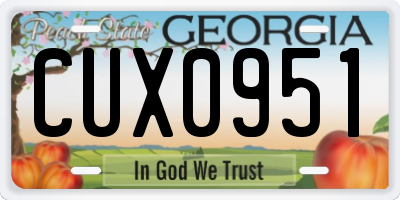 GA license plate CUX0951