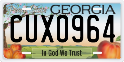 GA license plate CUX0964