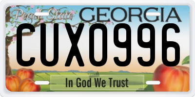 GA license plate CUX0996