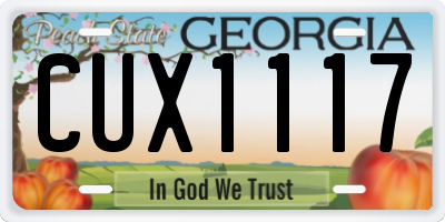 GA license plate CUX1117