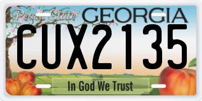 GA license plate CUX2135