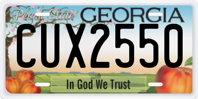 GA license plate CUX2550