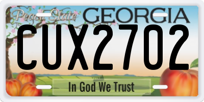 GA license plate CUX2702
