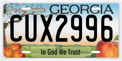GA license plate CUX2996