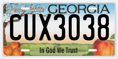 GA license plate CUX3038