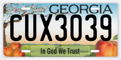 GA license plate CUX3039