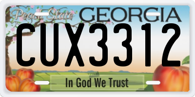 GA license plate CUX3312