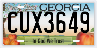 GA license plate CUX3649