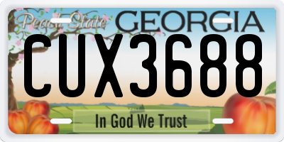 GA license plate CUX3688