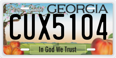 GA license plate CUX5104