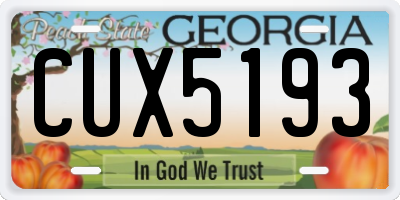 GA license plate CUX5193