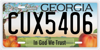 GA license plate CUX5406
