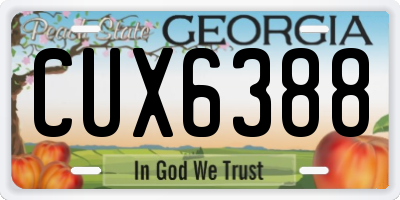 GA license plate CUX6388